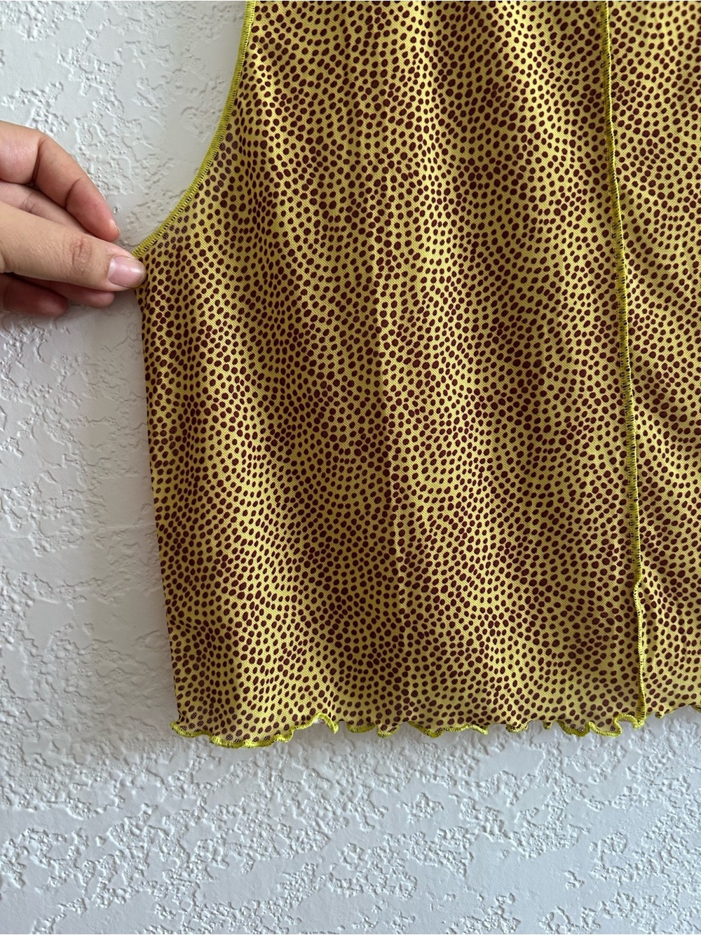 Victoria's Secret Swim Limelight Dot Light Green with Brown Polkadot Mesh Tank - Picture 5 of 7